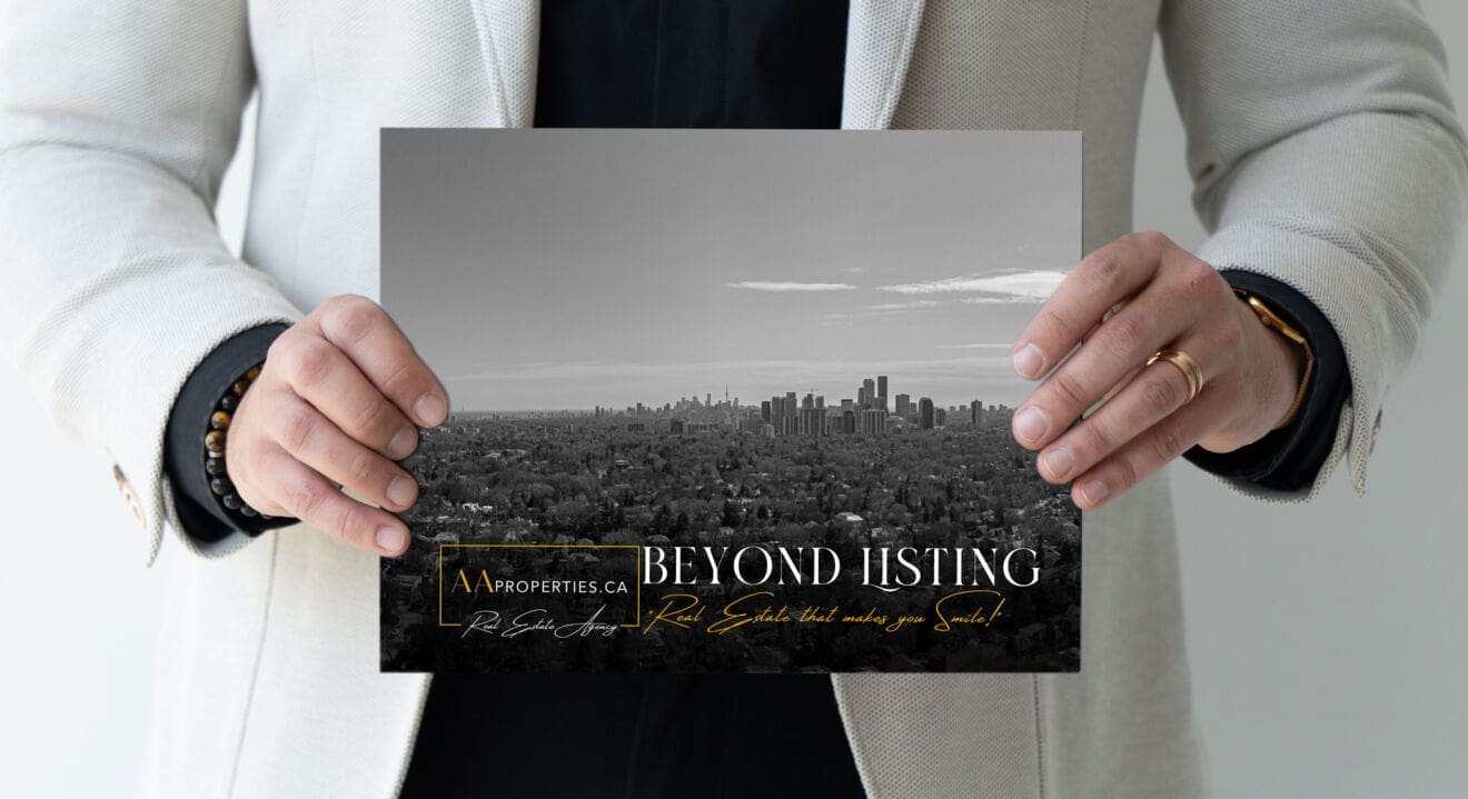 The Beyond Listing booklet cover, held in two hands