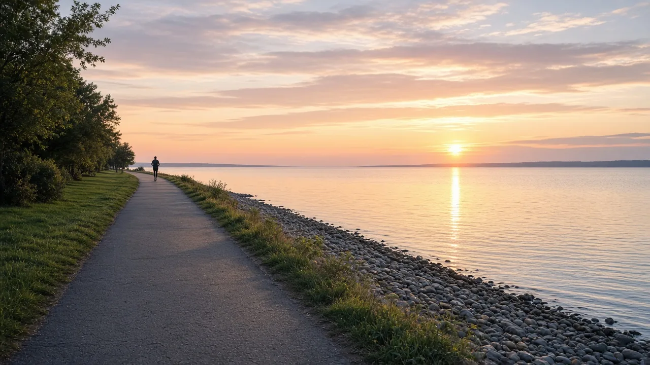 Waterfront trail sunrise in Ajax