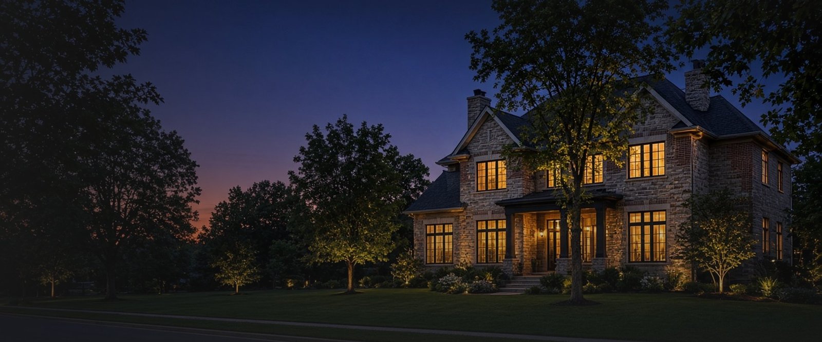Elegant Durham Region home at dusk