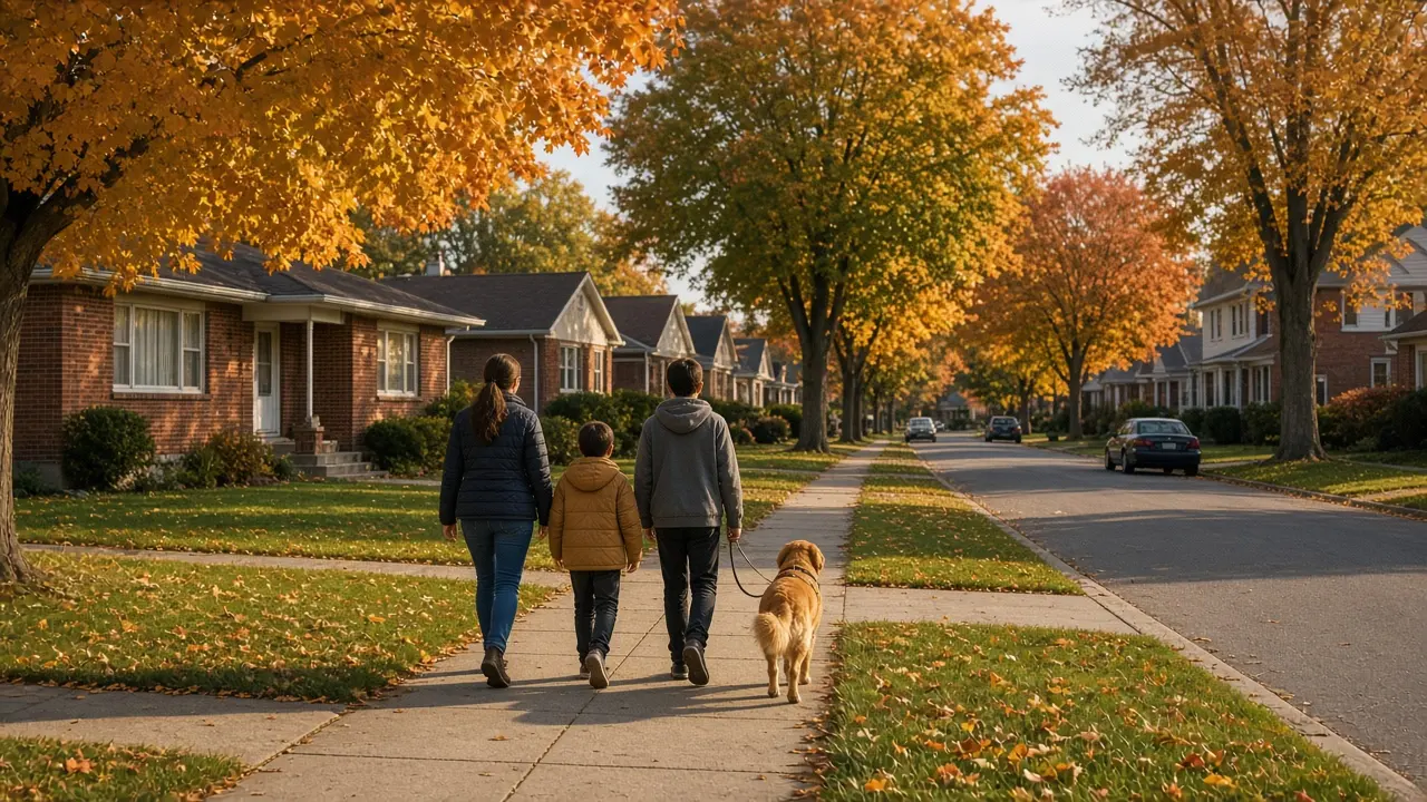 Autumn family neighbourhood in Oshawa