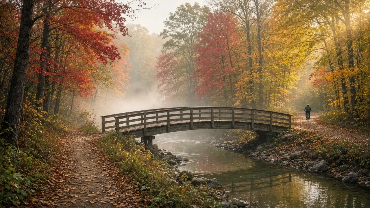 Creek trail bridge in Oshawa